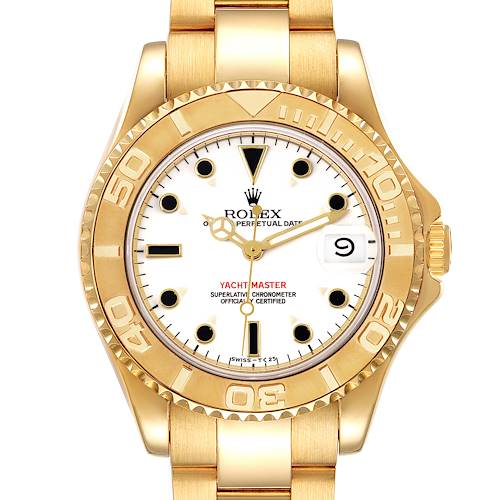 Photo of Rolex Yachtmaster Midsize 18K Yellow Gold White Dial Unisex Watch 68628