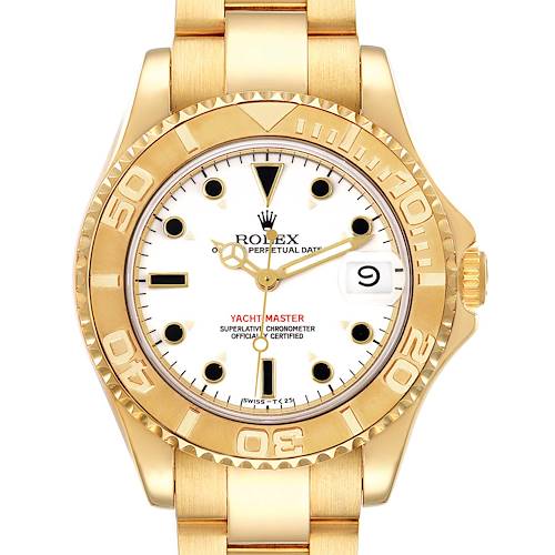 Photo of Rolex Yachtmaster Midsize Yellow Gold White Dial Mens Watch 68628