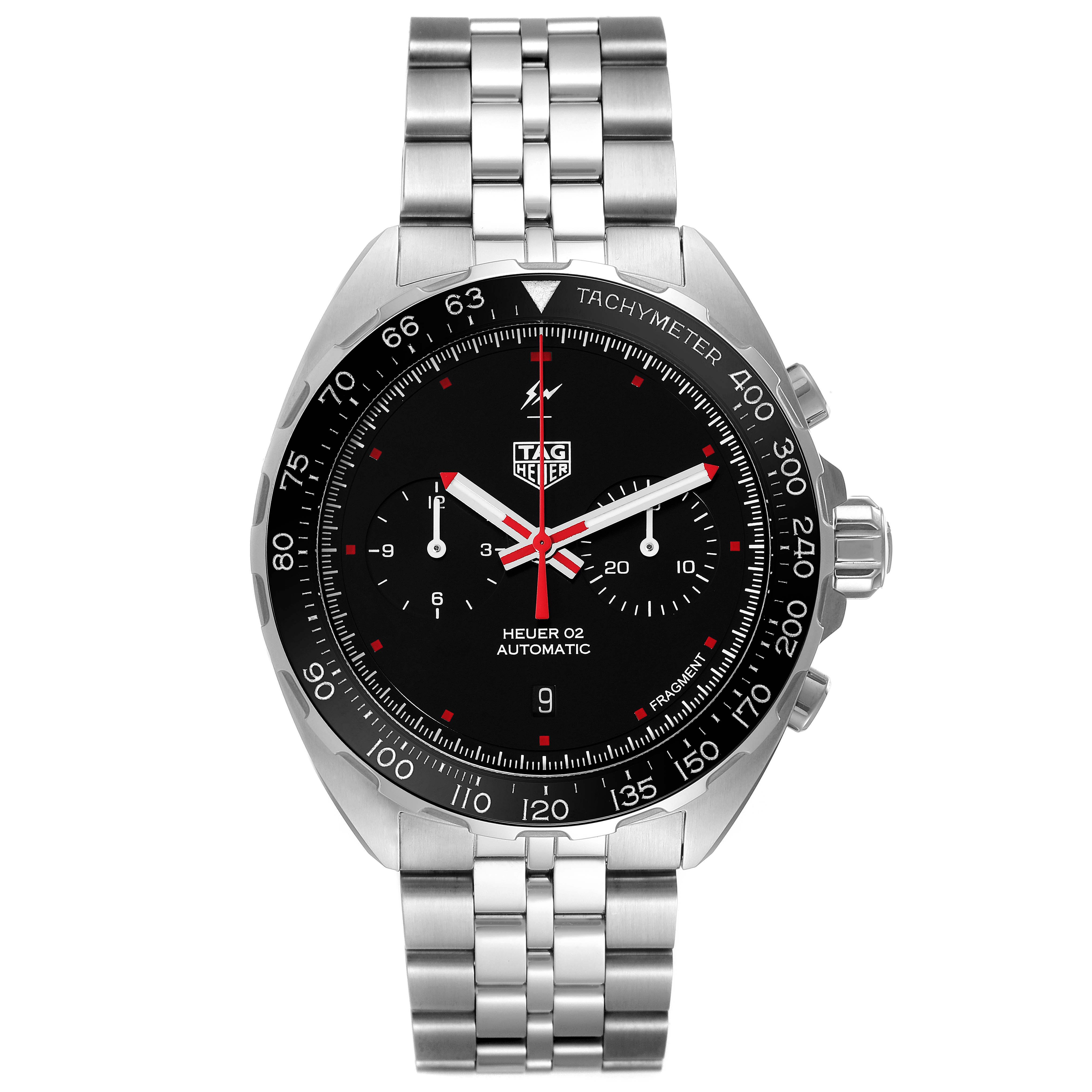 The image shows a front view of the Tag Heuer Formula 1 CAZ201A.BA0641 Men's Stainless Steel Black Dial CAZ201A.BA0641 Men's Stainless Steel Black Dial model watch, featuring a black dial, tachymeter bezel, and stainless steel bracelet.