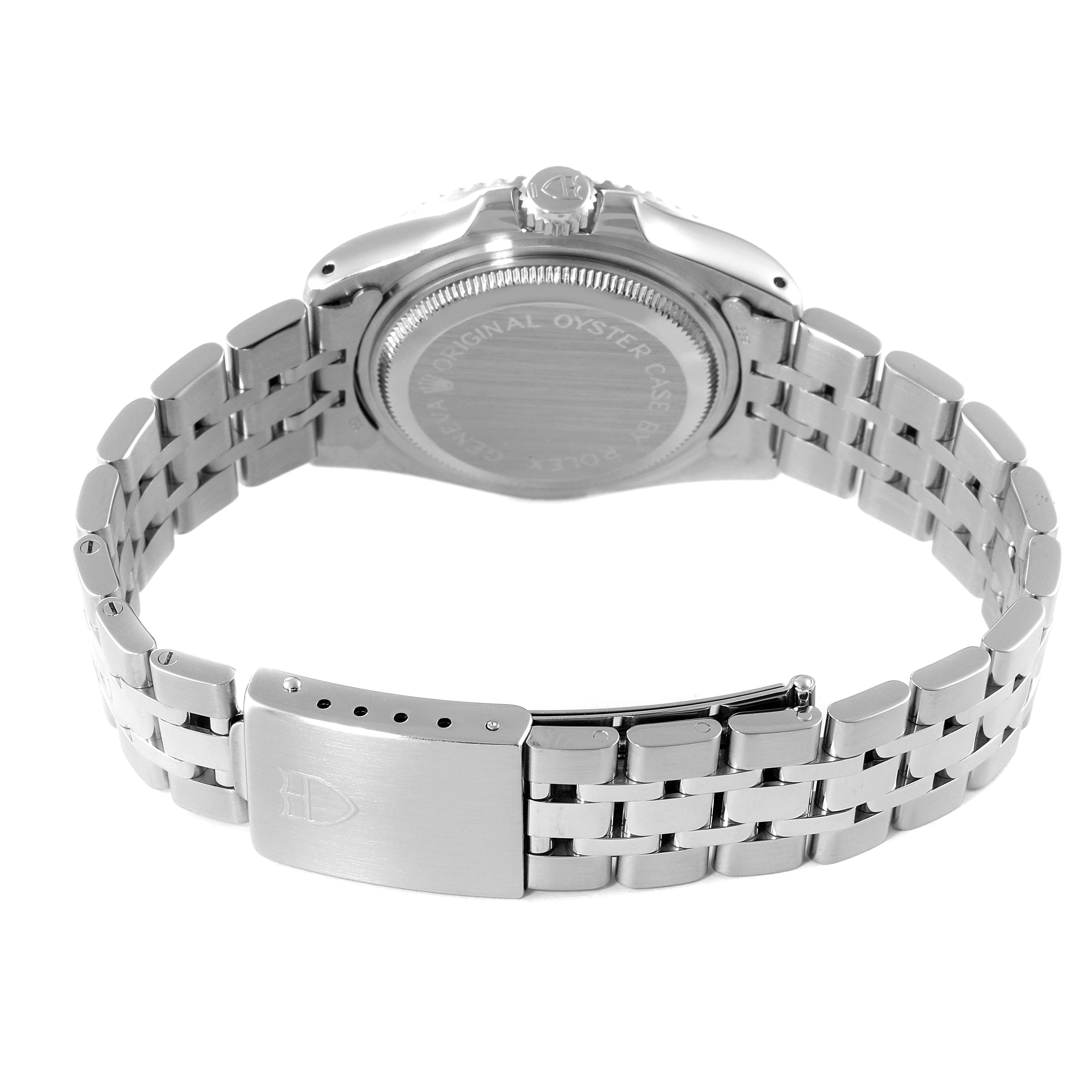 The image shows the back view of the Tudor Prince model watch, highlighting the case back and metal bracelet.