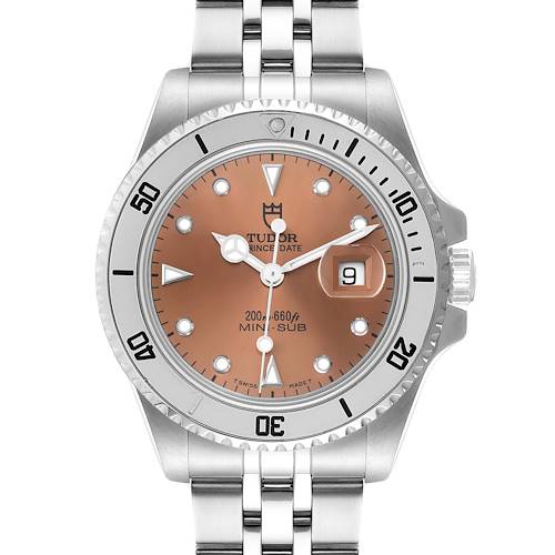 Photo of Tudor Prince Date Mini Sub Salmon Dial Steel Mens Watch 73190 Box Papers
