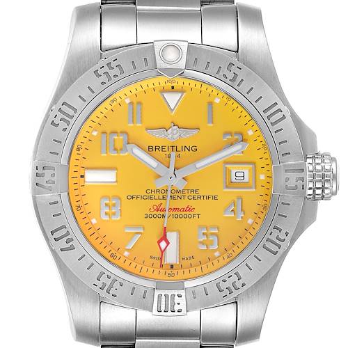 Photo of Breitling Avenger II 45 Seawolf Yellow Dial Steel Mens Watch A17331