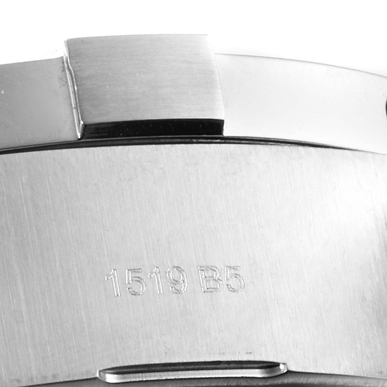 The image shows a close-up of the clasp on a Breitling Avenger A17331 Men's Stainless Steel Yellow Dial A17331 Men's Stainless Steel Yellow Dial watch bracelet, displaying the engraving "1519 B5."