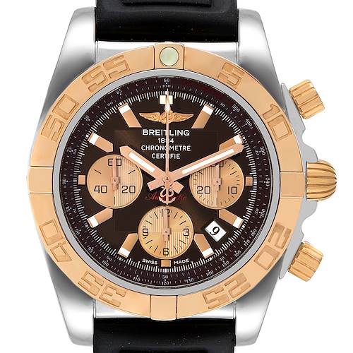 Photo of Breitling Chronomat Evolution Steel Rose Gold Mens Watch CB0110 Box Papers