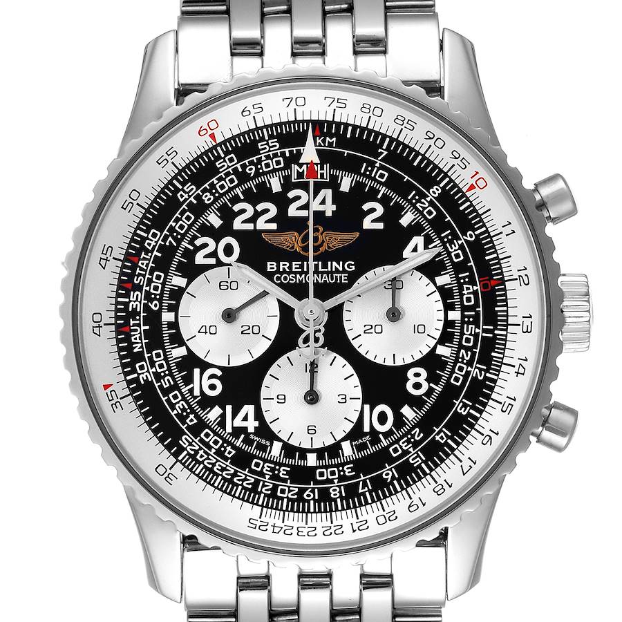 Breitling Navitimer Cosmonaute Black Dial Chronograph Mens Watch A12322 SwissWatchExpo