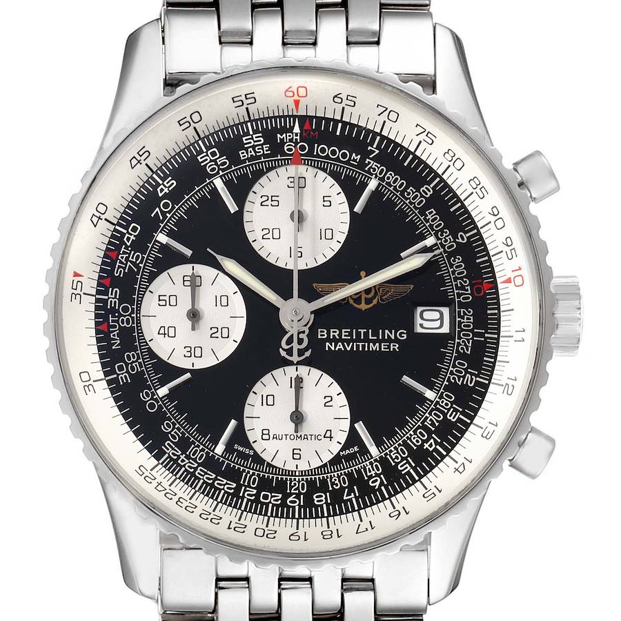 Breitling Navitimer II Black Dial Chronograph Steel Mens Watch A13322 SwissWatchExpo