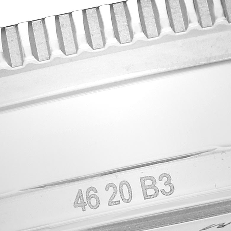 This image shows a close-up side view of the bezel and engraved details on the Breitling Superocean A10370 Men's Stainless Steel Brown Dial A10370 Men's Stainless Steel Brown Dial watch.