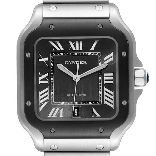 Photo of Cartier Santos Stainless Steel Grey Dial Mens Watch WSSA0037 Box Card