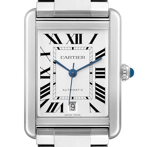 Photo of Cartier Tank Solo XL Silver Roman Dial Steel Mens Watch W5200028