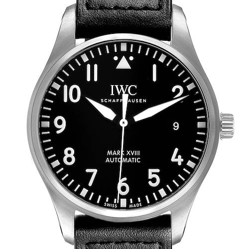 Photo of IWC Pilot Mark XVIII Black Dial Steel Mens Watch IW327001 Card