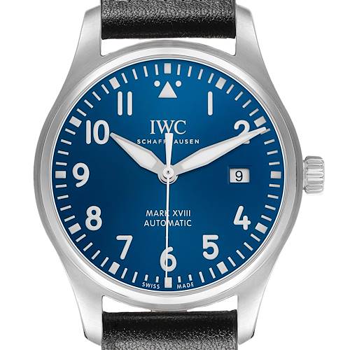 Photo of IWC Pilot Mark XVIII Petit Prince Blue Dial Mens Watch IW327010 Card