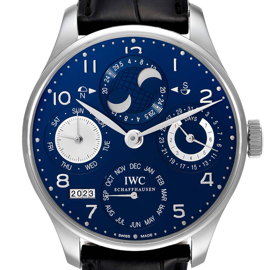 NOT FOR SALE IWC Portuguese Perpetual Calendar Blue Dial White Gold Mens Watch IW503203 Card PARTIAL PAYMENT SwissWatchExpo