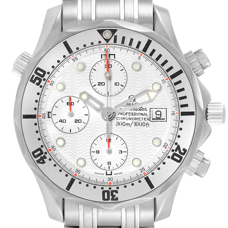 Omega Seamaster 300M Chronograph Steel White Dial Mens Watch 2598.20.00 SwissWatchExpo