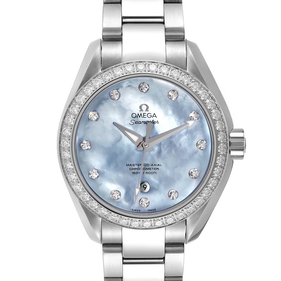 Omega Seamaster Aqua Terra MOP Diamond Steel Ladies Watch 231.15.34.20.57.002 SwissWatchExpo