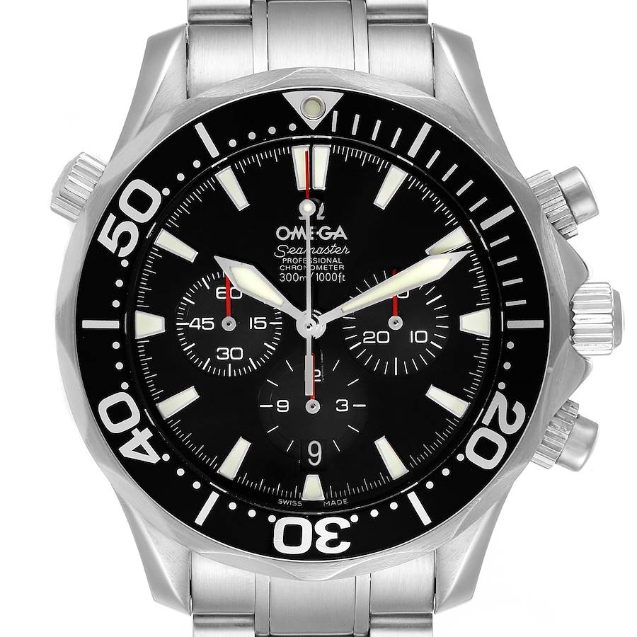 Omega Seamaster Chronograph Black Dial Steel Mens Watch 2594.52.00 SwissWatchExpo
