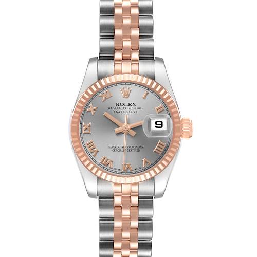 Photo of Rolex Datejust 26 Silver Roman Dial Steel Rose Gold Ladies Watch 179171