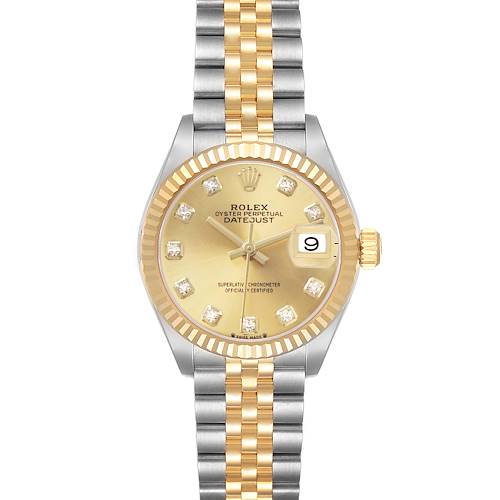 Photo of Rolex Datejust 28 Steel Yellow Gold Diamond Ladies Watch 279173 Box Card