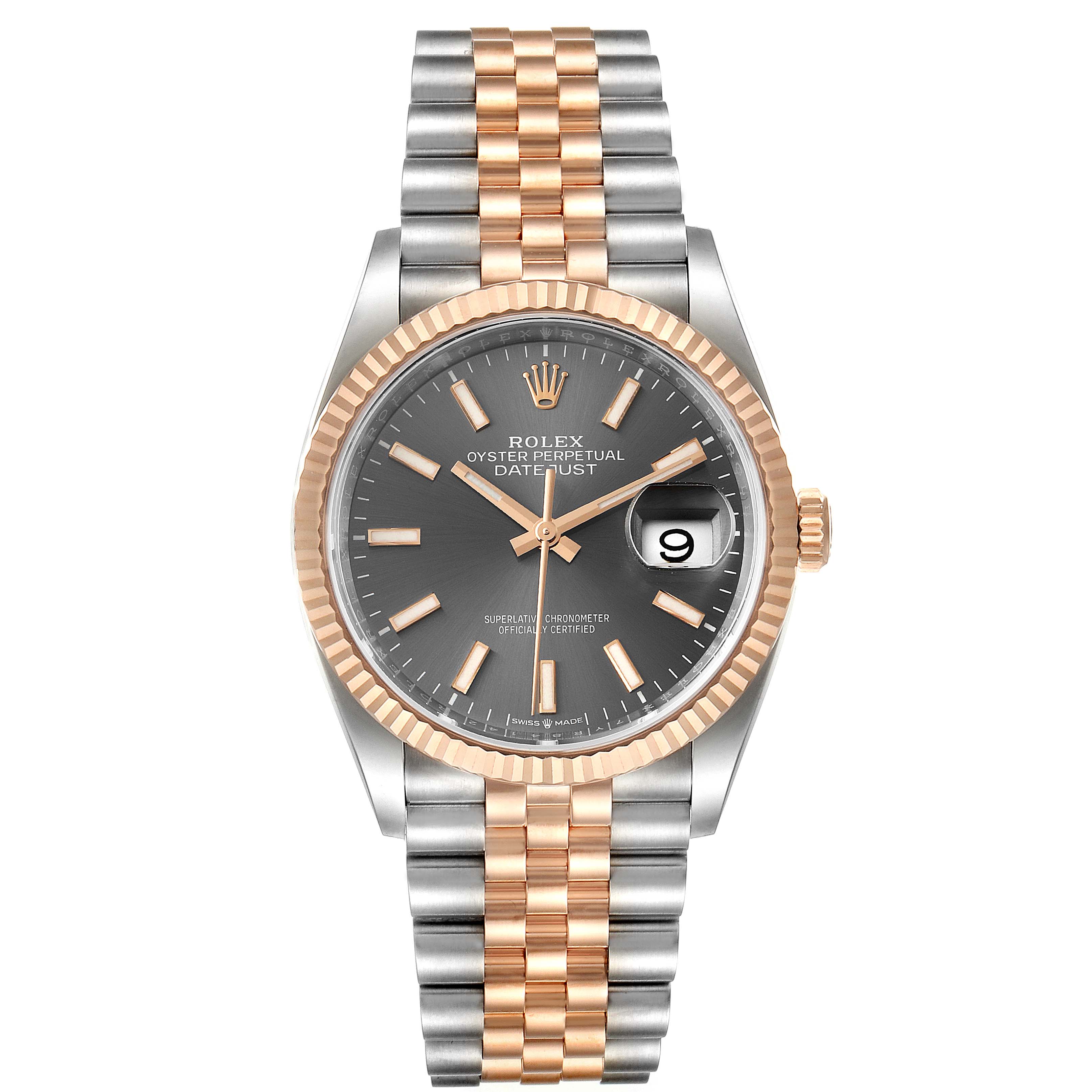 Rolex Datejust 36 Rhodium Dial Steel EverRose Gold Watch 126231 Box ...
