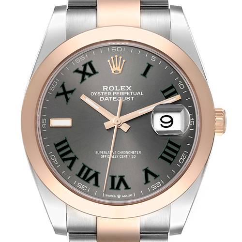 Photo of Rolex Datejust 41 Steel Rose Gold Wimbledon Dial Mens Watch 126301 Box Card