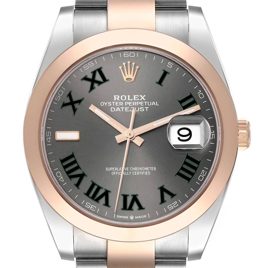 Rolex Datejust 41 Steel Rose Gold Wimbledon Dial Mens Watch 126301 Box Card SwissWatchExpo