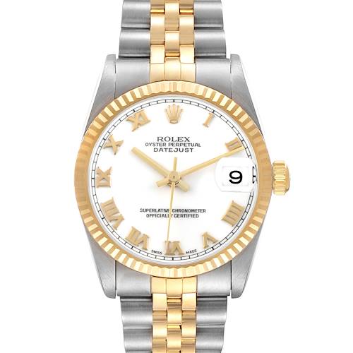 Photo of Rolex Datejust Midsize 31 White Roman Dial Steel Yellow Gold Ladies Watch 78273