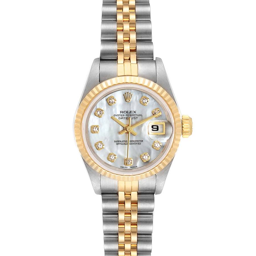 Rolex Datejust Steel Yellow Gold MOP Diamond Dial Ladies Watch 69173 SwissWatchExpo