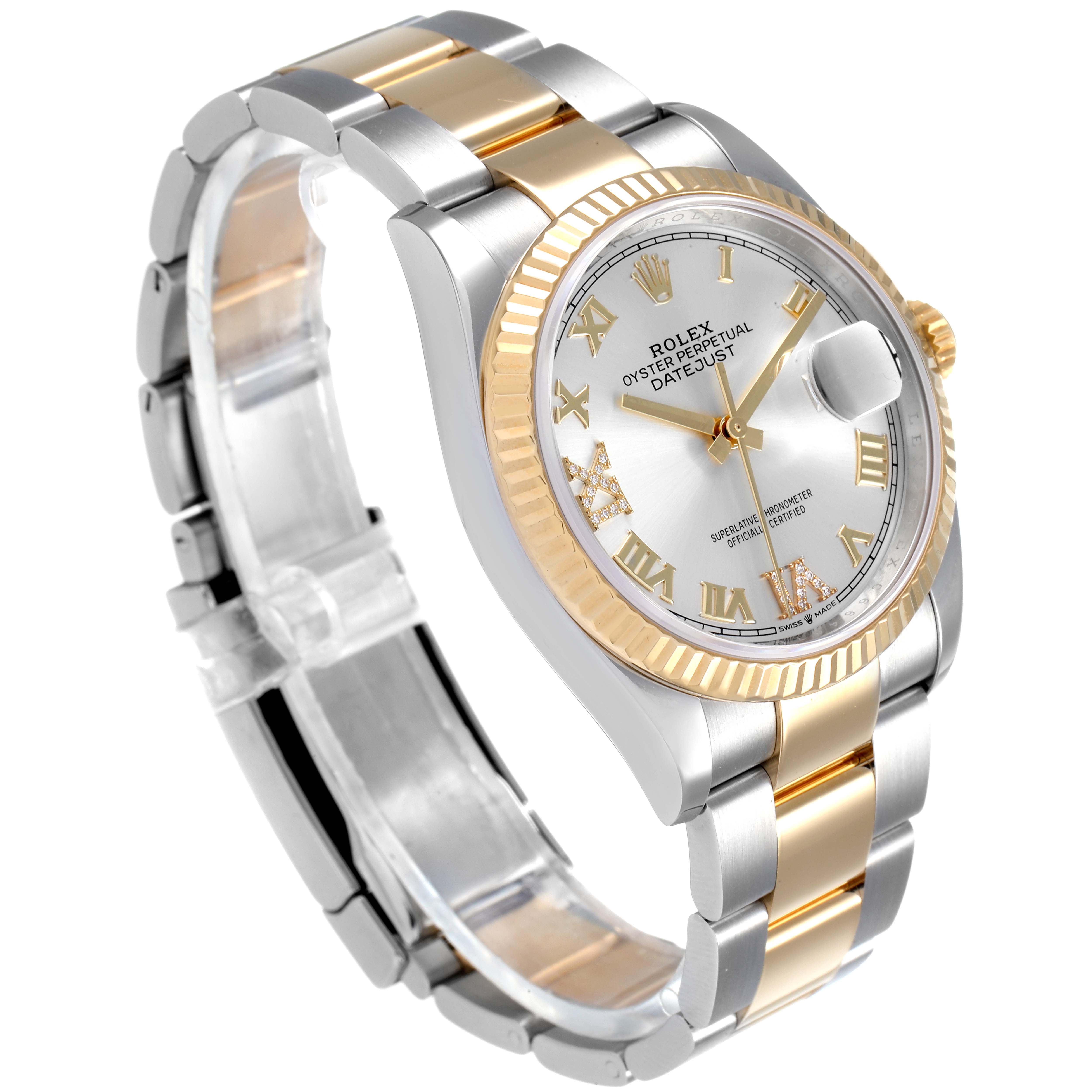 rolex datejust silver and gold