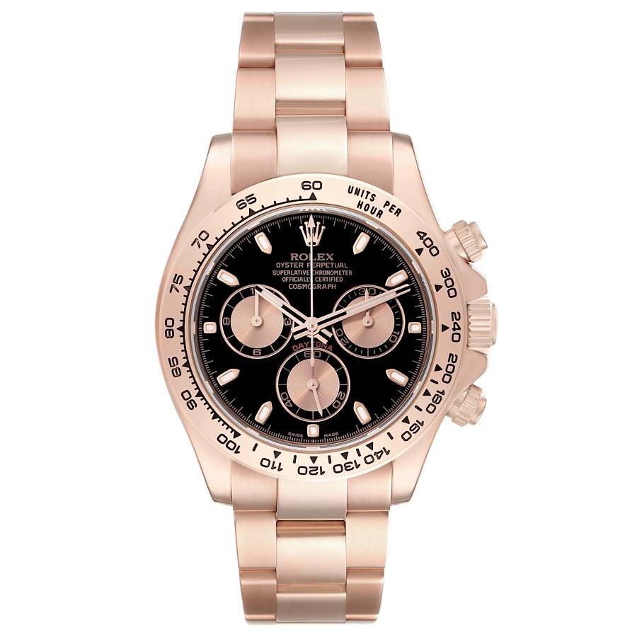 Rolex Daytona Black Dial Rose Gold Mens Watch 116505 Box Card ...