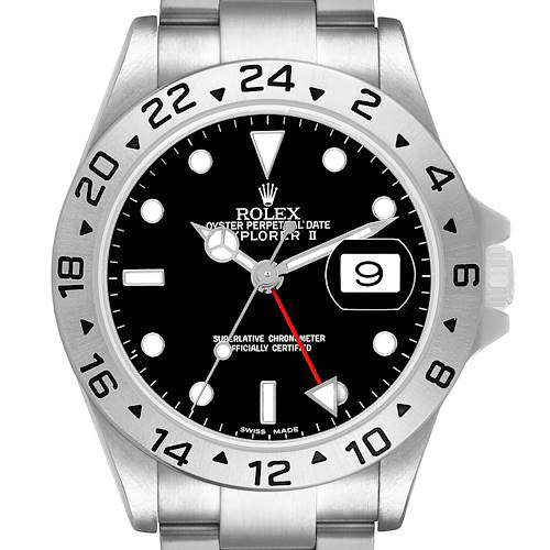 Photo of Rolex Explorer II Steel Parachrom Black Dial Mens Watch 16570 Box Card
