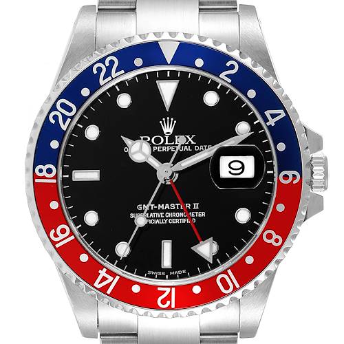 Photo of Rolex GMT Master II Blue Red Pepsi Bezel Steel Mens Watch 16710 Papers