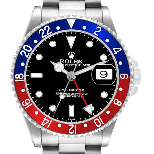Photo of Rolex GMT Master Steel Blue Red Pepsi Bezel Mens Watch 16700