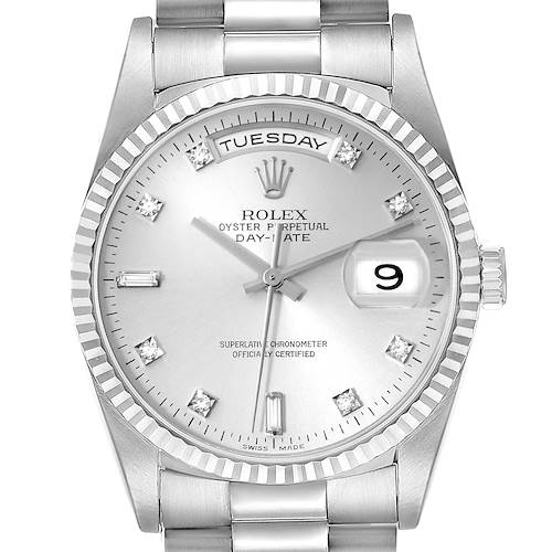 Photo of Rolex President Day-Date White Gold Diamond Dial Mens Watch 18239