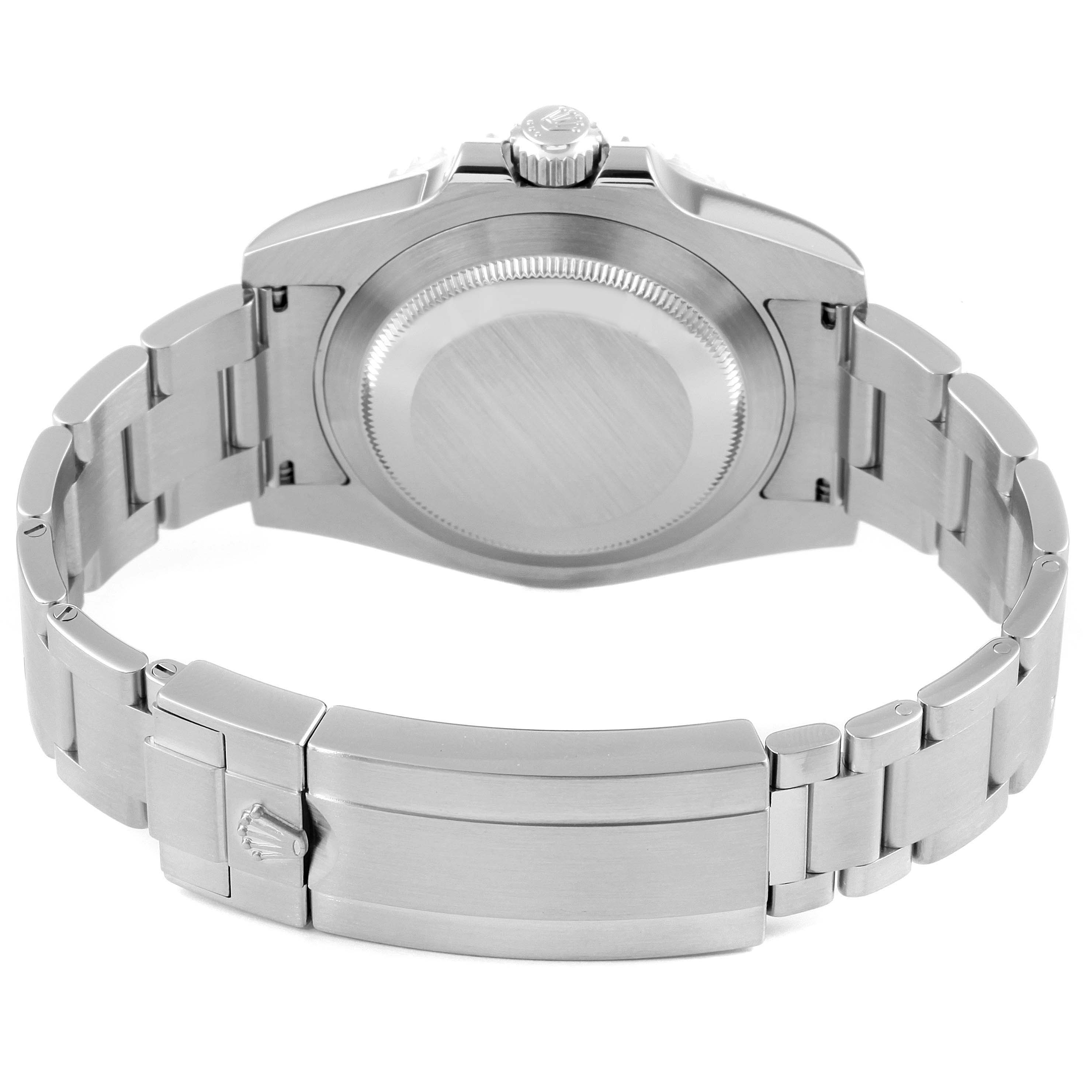 The image shows the back case and bracelet of a Rolex Submariner 116610LV Men
s Stainless Steel Green Dial 116610LV Men
s Stainless Steel Green Dial watch at a rear angle.