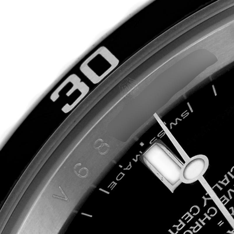 The image shows a close-up of the bezel and part of the dial of a Rolex Submariner 14060 Men's Stainless Steel Black Dial 14060 Men's Stainless Steel Black Dial watch.