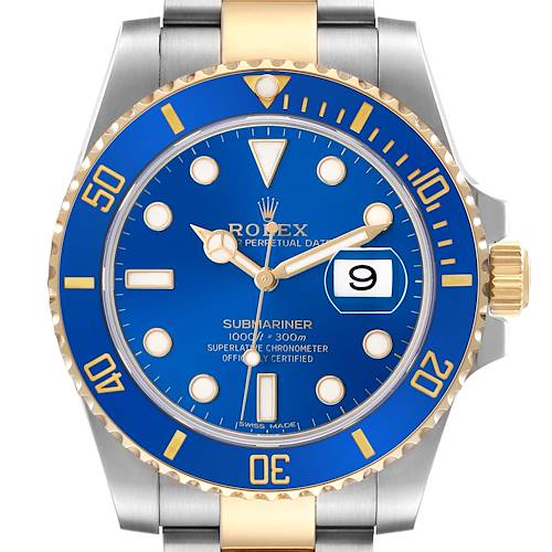 Photo of Rolex Submariner Steel Yellow Gold Blue Dial Bezel Mens Watch 116613