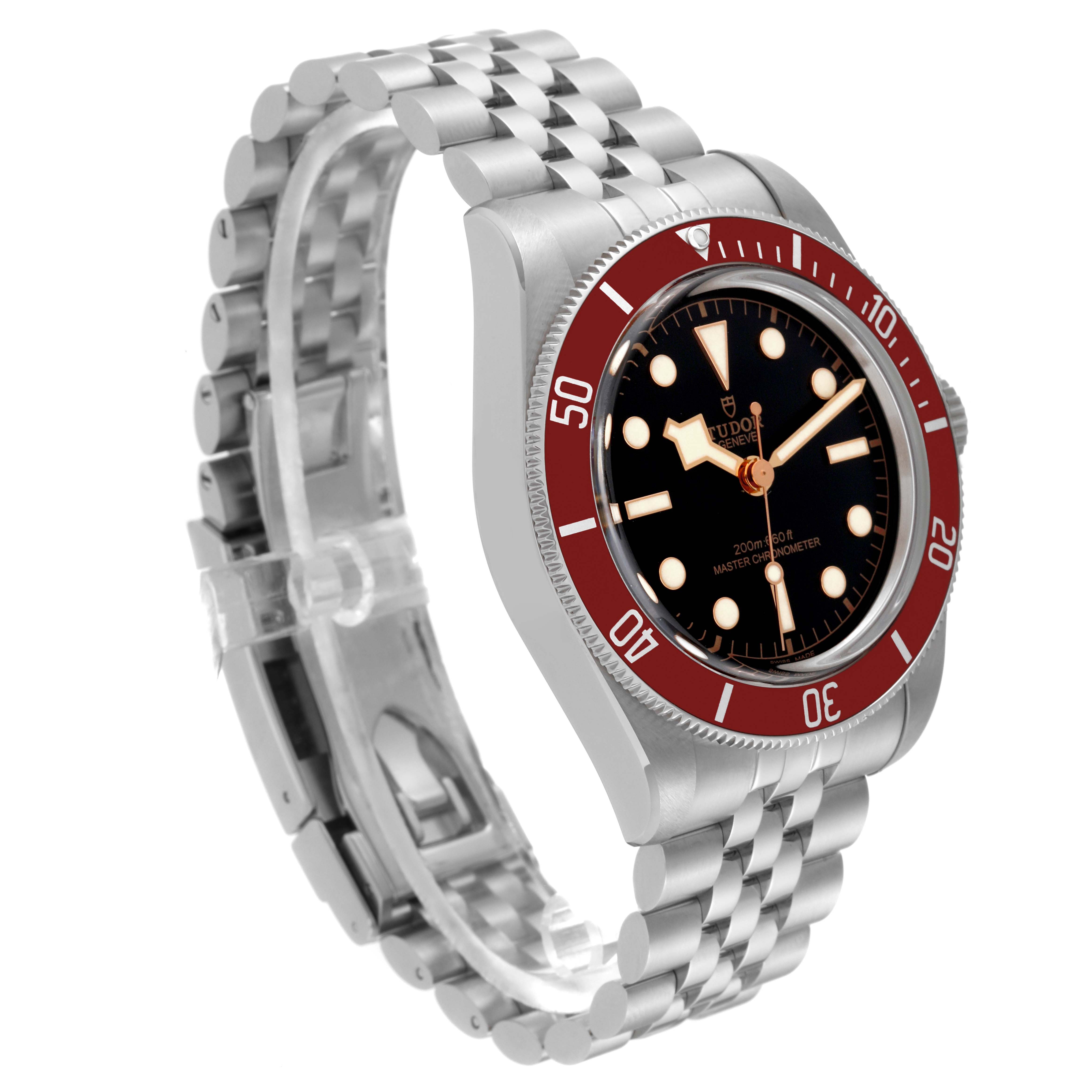 The image shows a front-side angle of the Tudor Heritage Black Bay 7941A1A0RU Men
s Stainless Steel Black Dial 7941A1A0RU Men
s Stainless Steel Black Dial watch, displaying its bezel, dial, and bracelet.