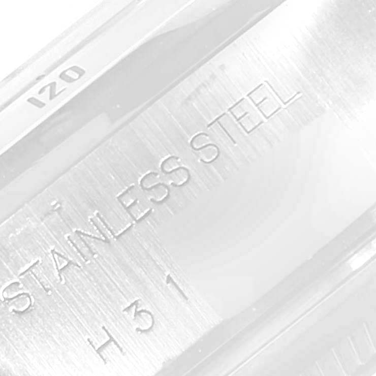 This image shows a close-up of the back casing of the Tudor Prince watch, highlighting the "STAINLESS STEEL" engraving.