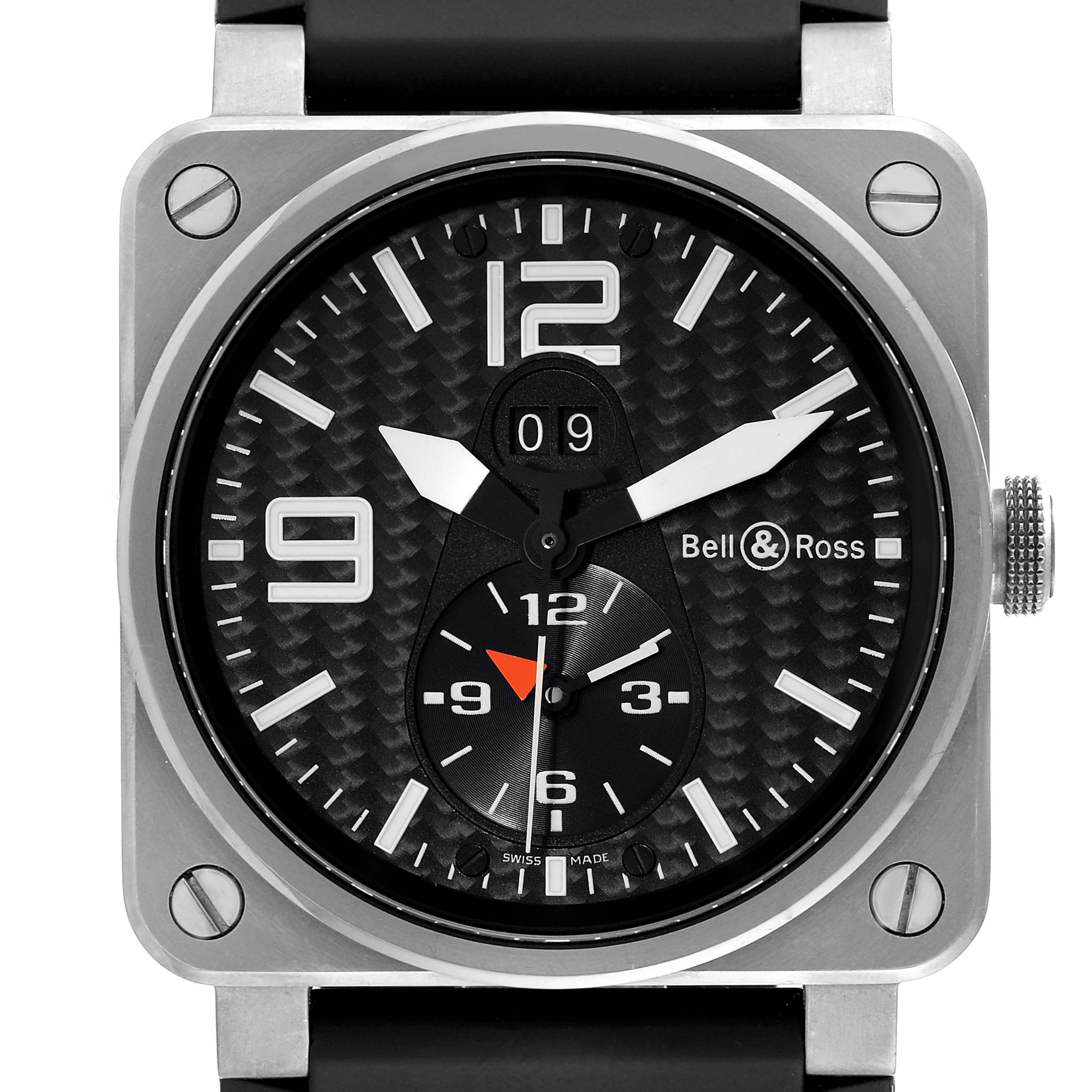 The image shows a front view of the Bell & Ross Instruments BR03-51-T Men's Titanium Black Dial BR03-51-T Men's Titanium Black Dial model watch, highlighting the dial and bezel.