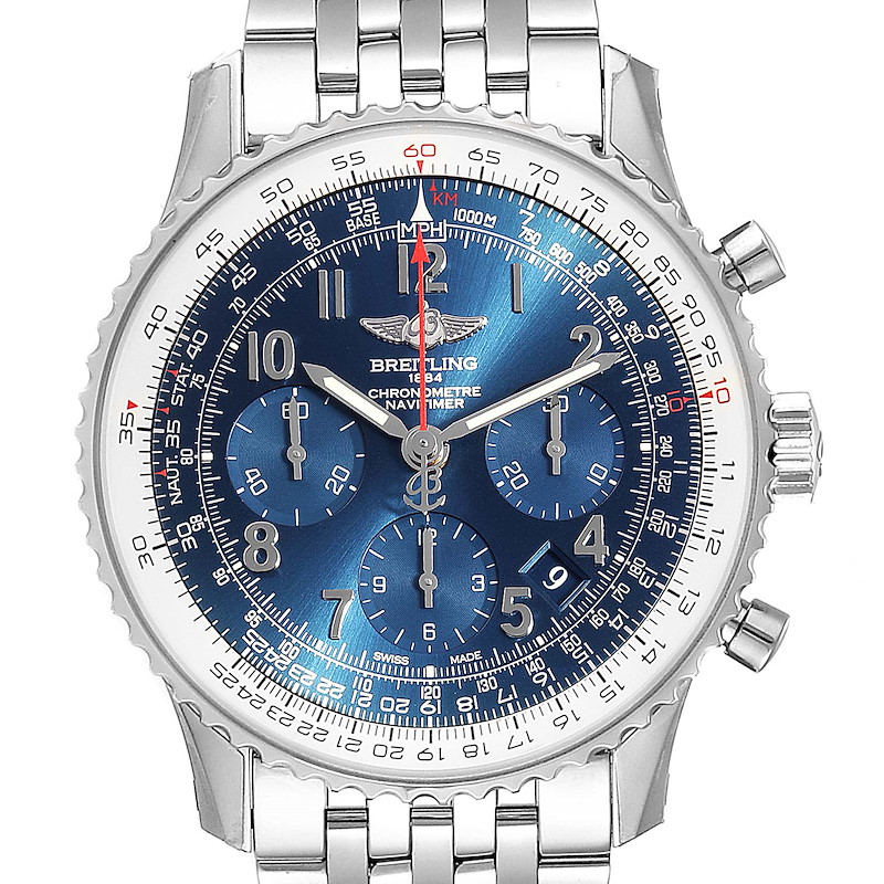 Breitling Navitimer 01 Blue Dial Limited Edition Watch AB0121 Unworn SwissWatchExpo
