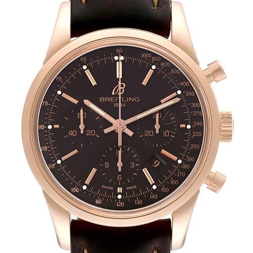 Photo of Breitling Transocean 43mm 18k Rose Gold Mens Watch RB0152 Box Card