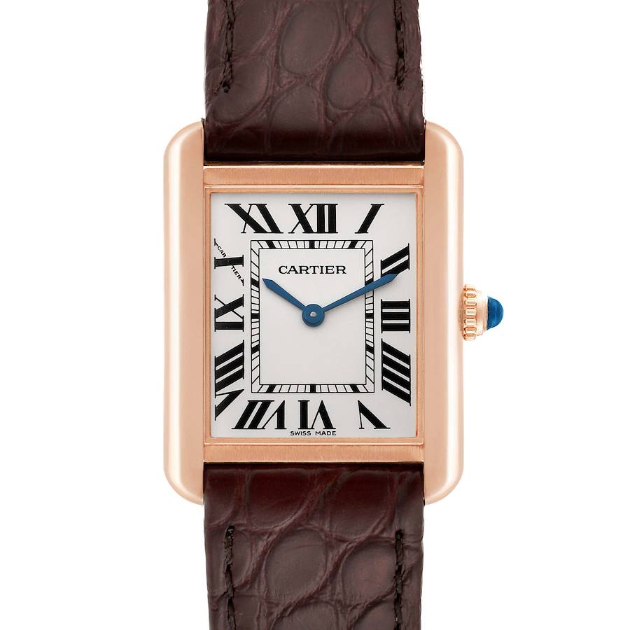 Cartier Tank Solo Silver Dial Rose Gold Steel Ladies Watch W5200024 Papers SwissWatchExpo