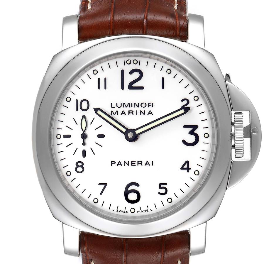 Panerai Luminor Marina 44mm White Dial Watch PAM00113 Box Papers SwissWatchExpo