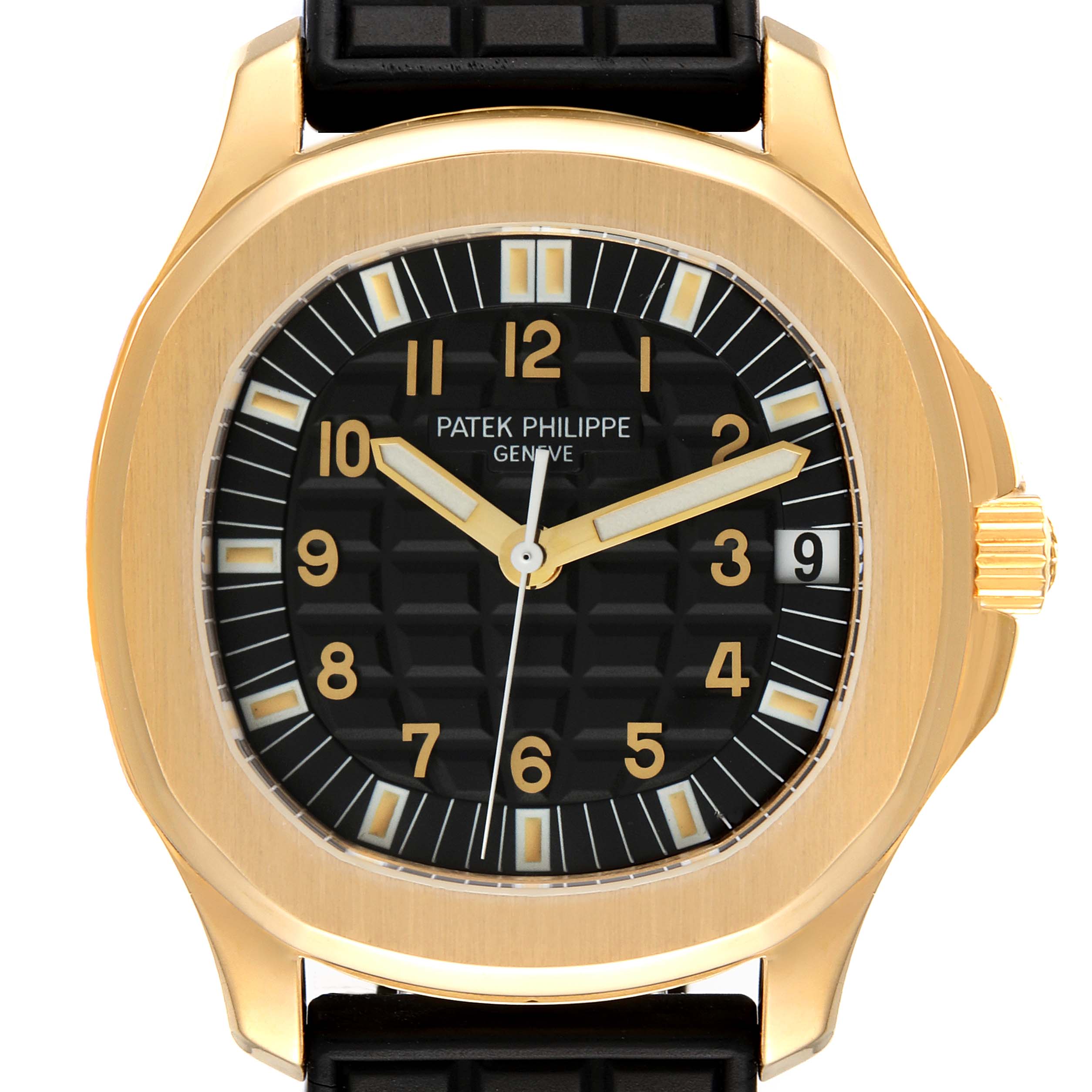 Patek Philippe Aquanaut Jumbo 38mm Yellow Gold Black Dial Mens Watch 5065