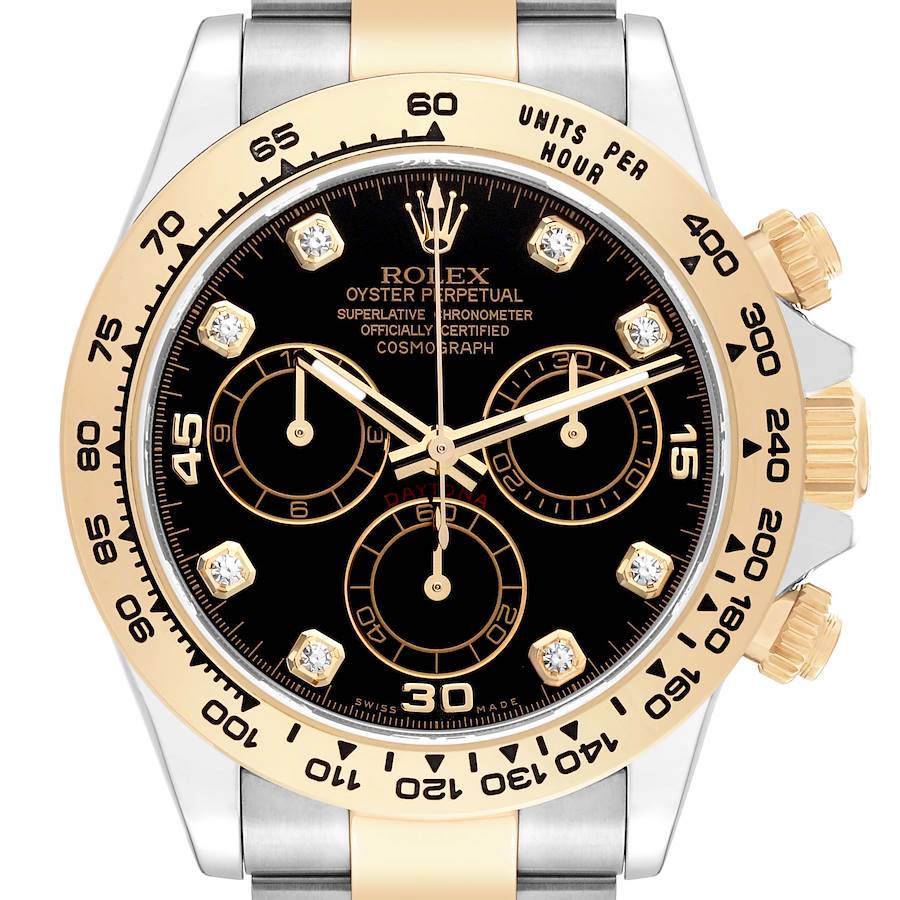 Rolex Cosmograph Daytona Steel Yellow Gold Diamond Mens Watch 116503 Box Card SwissWatchExpo