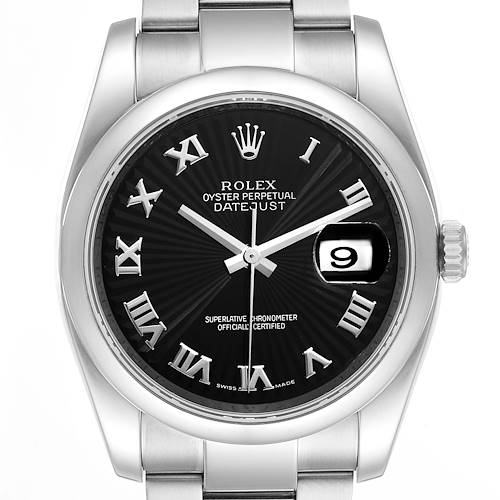 Photo of NOT FOR SALE - Rolex Datejust Black Sunbeam Roman Dial Steel Mens Watch 116200 - PARTIAL PAYMENT