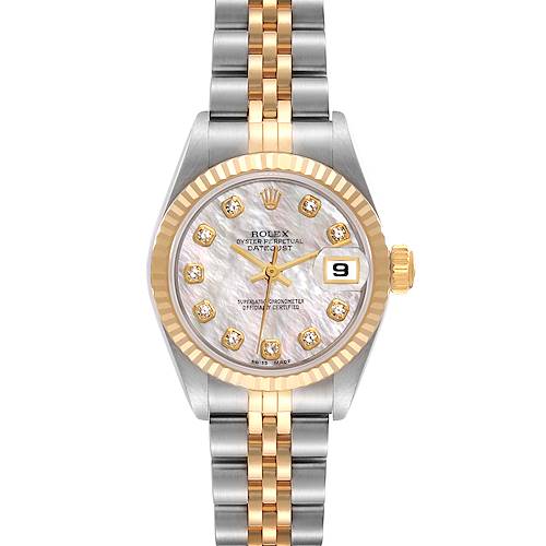 Photo of Rolex Datejust Mother of Pearl Diamond Dial Steel Yellow Gold Ladies Watch 69173