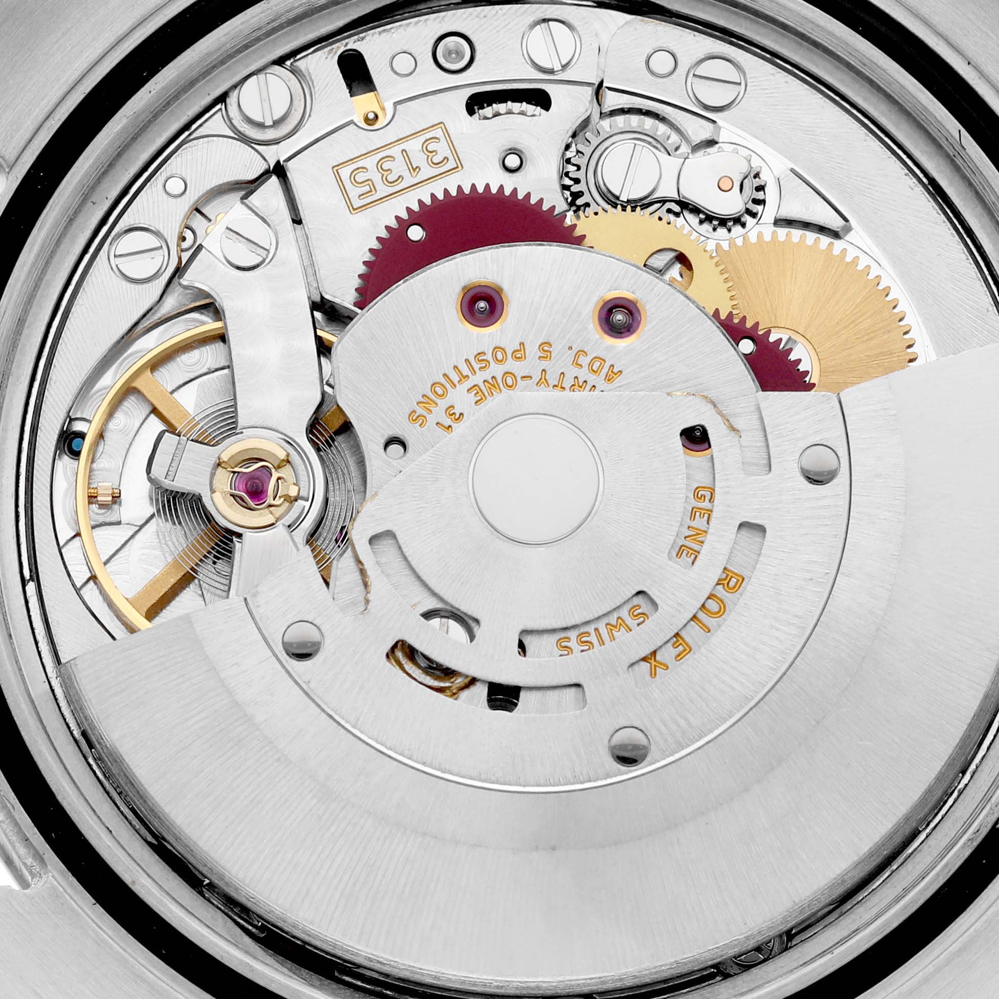 This image shows the movement mechanism of the Rolex Datejust 116234 Men's Stainless Steel Black Dial 116234 Men's Stainless Steel Black Dial watch, viewed from the back.