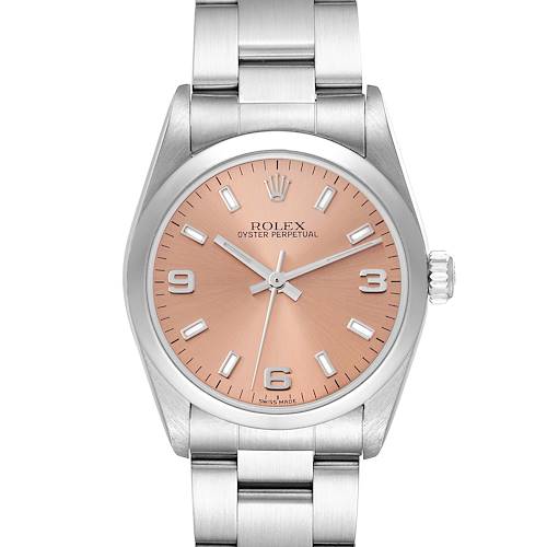 Photo of NOT FOR SALE Rolex Oyster Perpetual Midsize Salmon Dial Steel Ladies Watch 77080 Box Papers PARTIAL PAYMENT