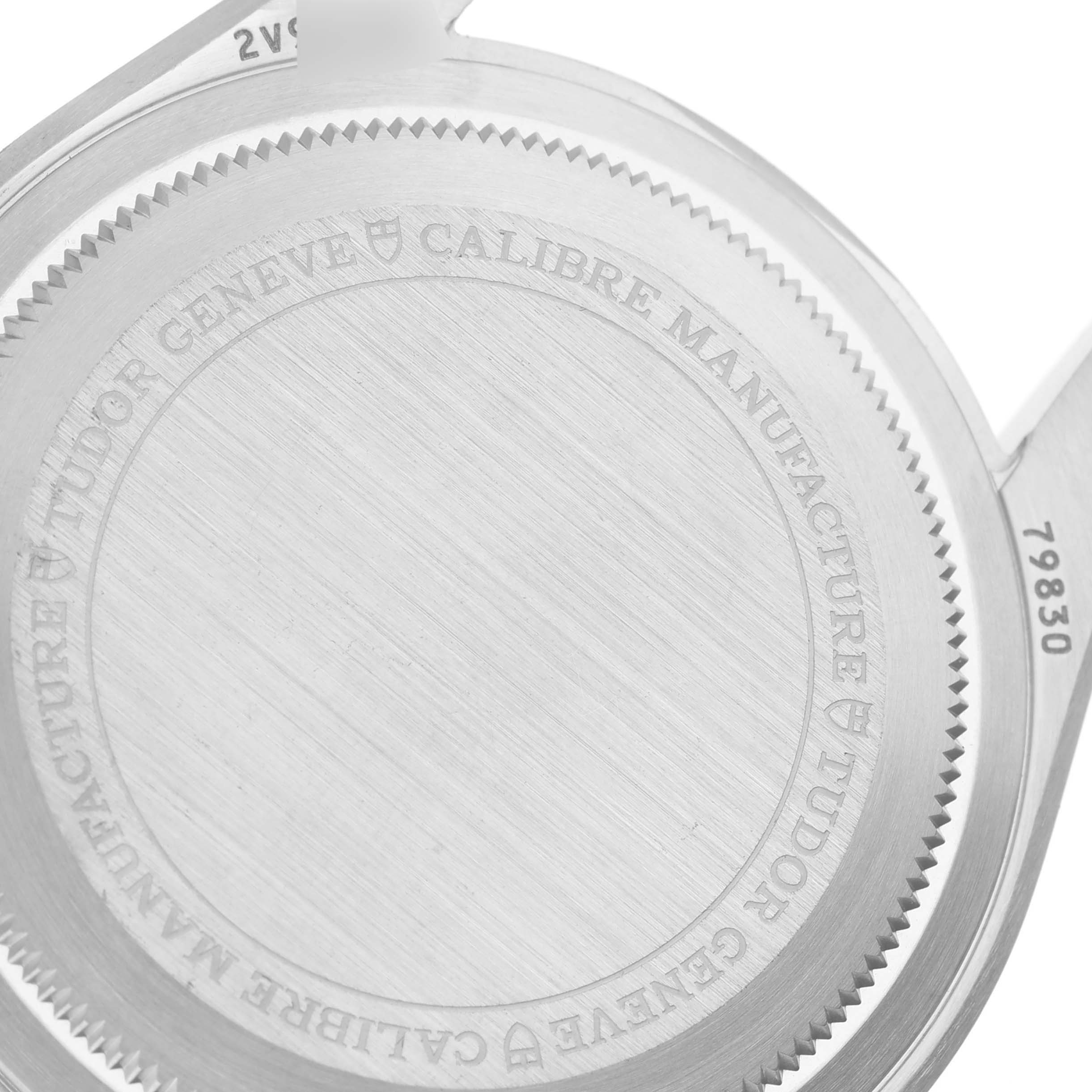 The image displays the case back and part of the lugs of the Tudor Heritage Black Bay 79830RB Men's Stainless Steel Black Dial 79830RB Men's Stainless Steel Black Dial watch.