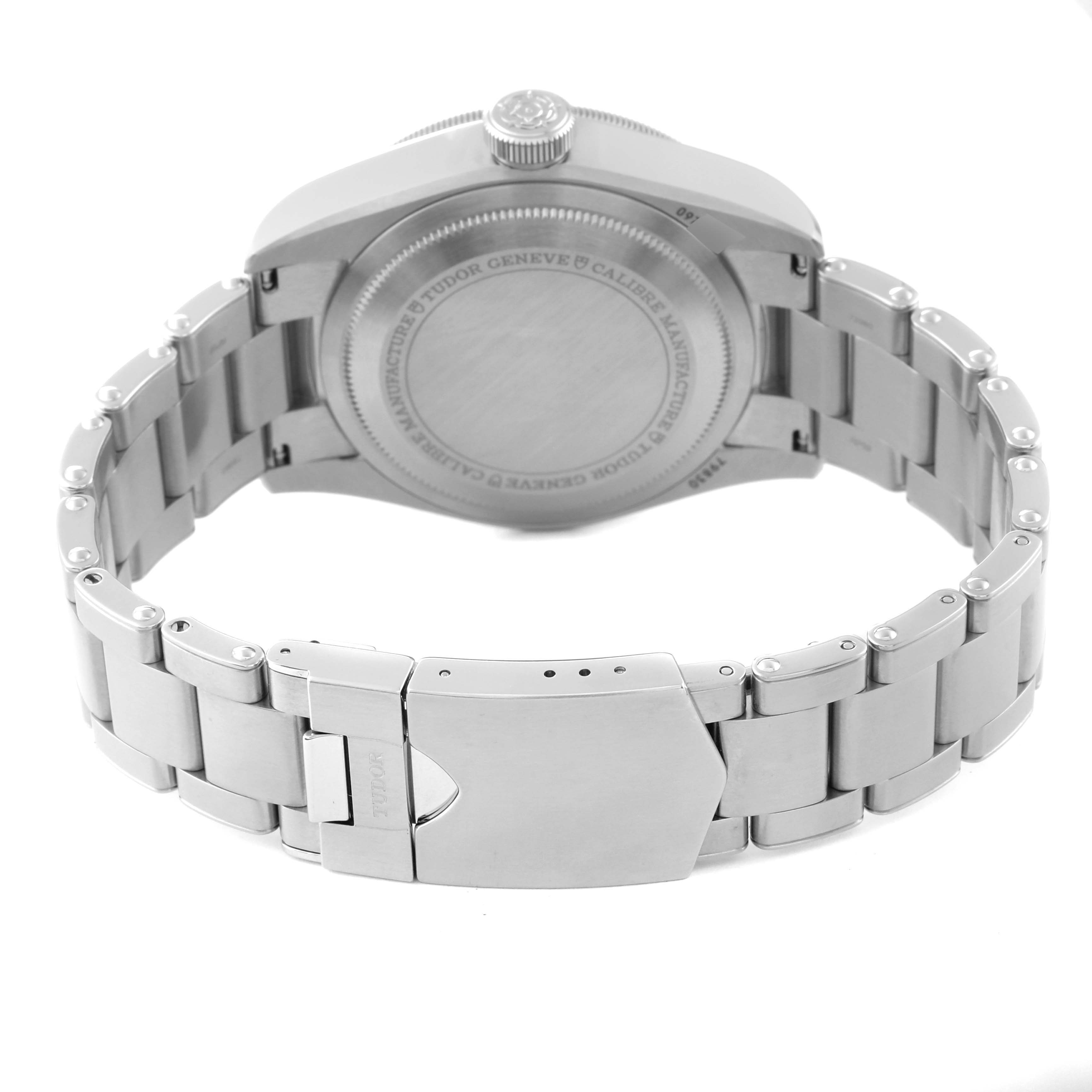 The image shows the back case and bracelet of a Tudor Heritage Black Bay 79830RB Men's Stainless Steel Silver Dial 79830RB Men's Stainless Steel Silver Dial watch from a rear angle.